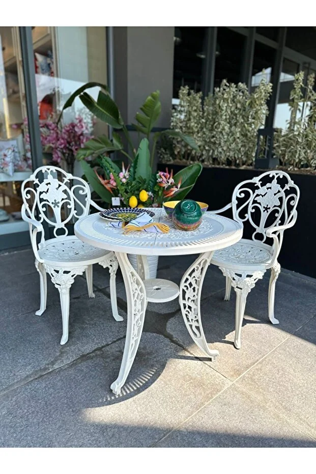 ISPARTA model ferforje görünümlü PLASTİK Yuvarlak masa ve sandalye takımı